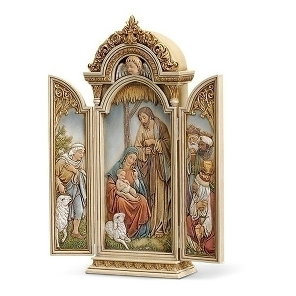 Nativity Triptych Hinged Doors Sculpture